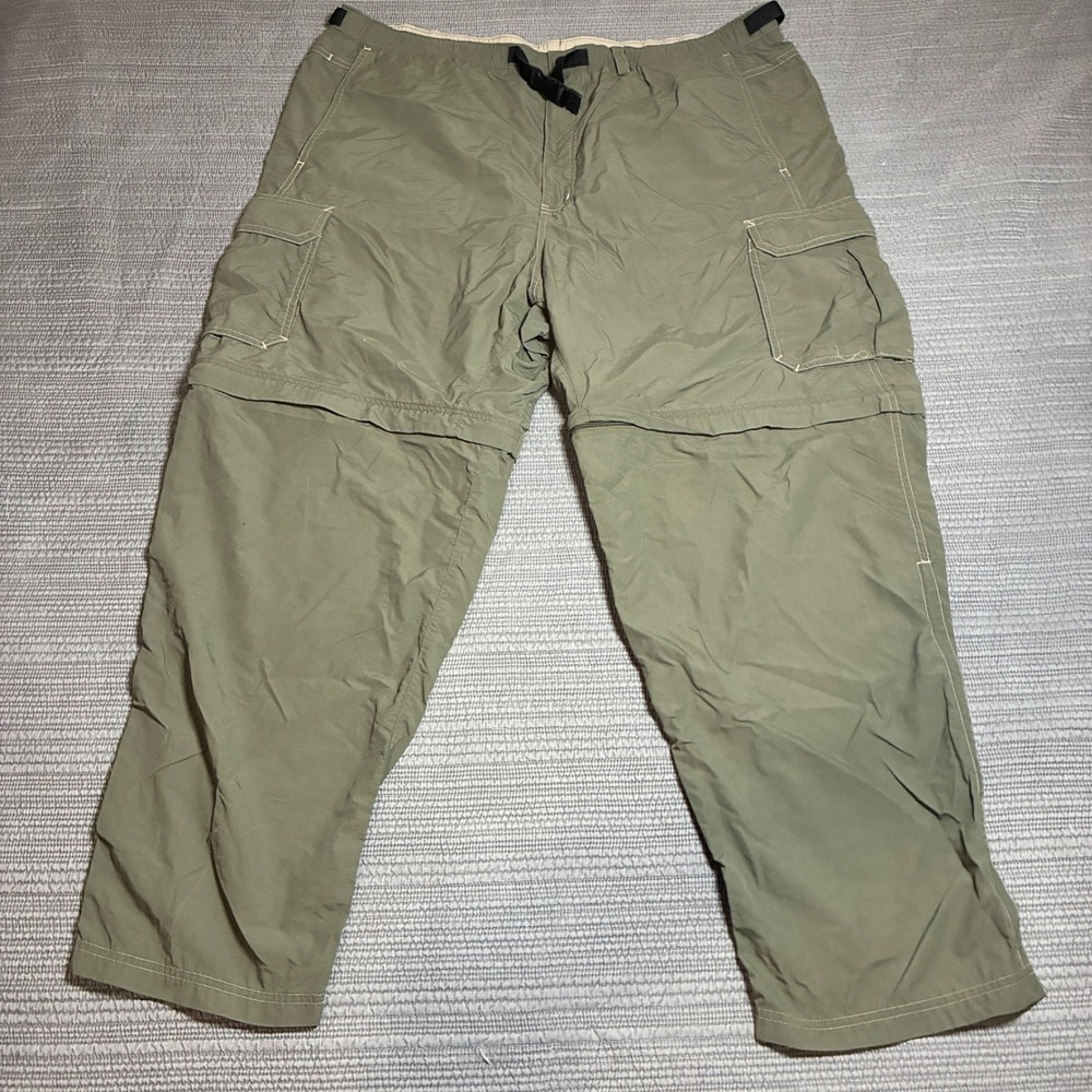 REI Sahara Convertible Cargo Pants Mens XXL x 30 Grn Nylon Hiking Zip Off UPF 50